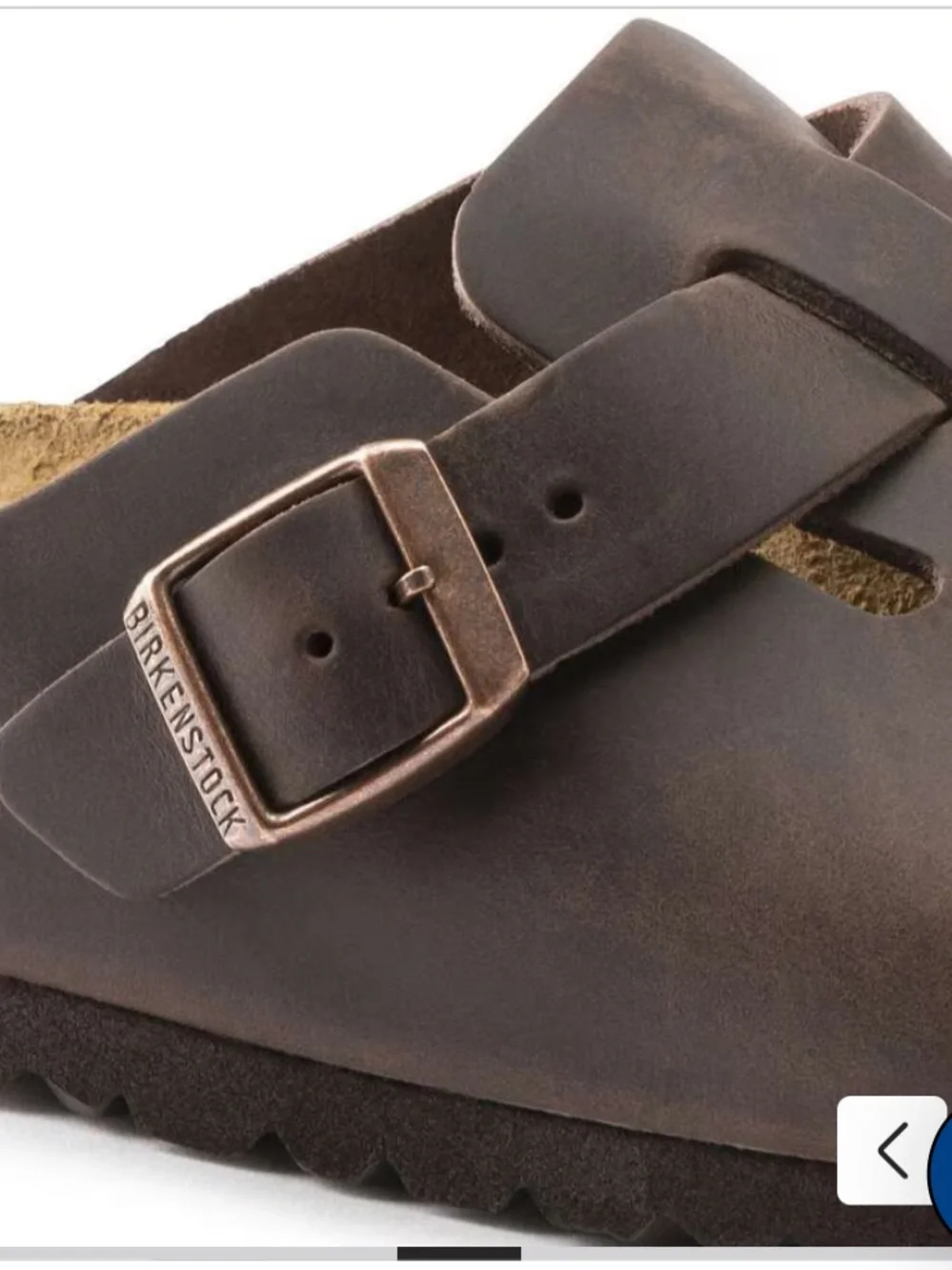 Birkenstock Brown Leather Slip-On Clogs with Buckle
